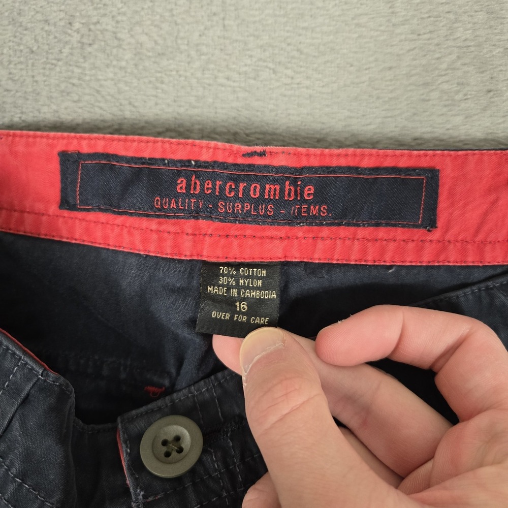 Vtg Abercrombie Fitch Cargo Shorts Youth 16 Navy Cargo Utility Paratroop *READ - Picture 3 of 10